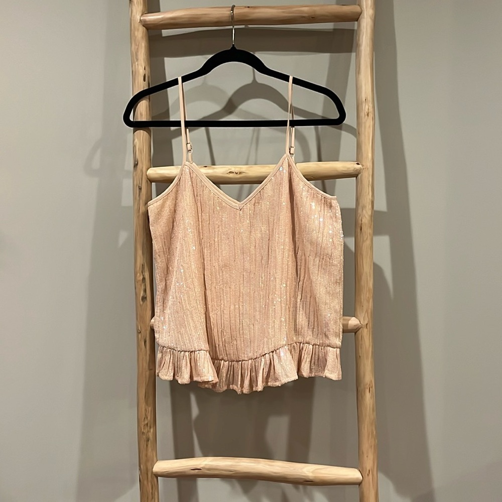 Anthropologie sequins peplum tank top